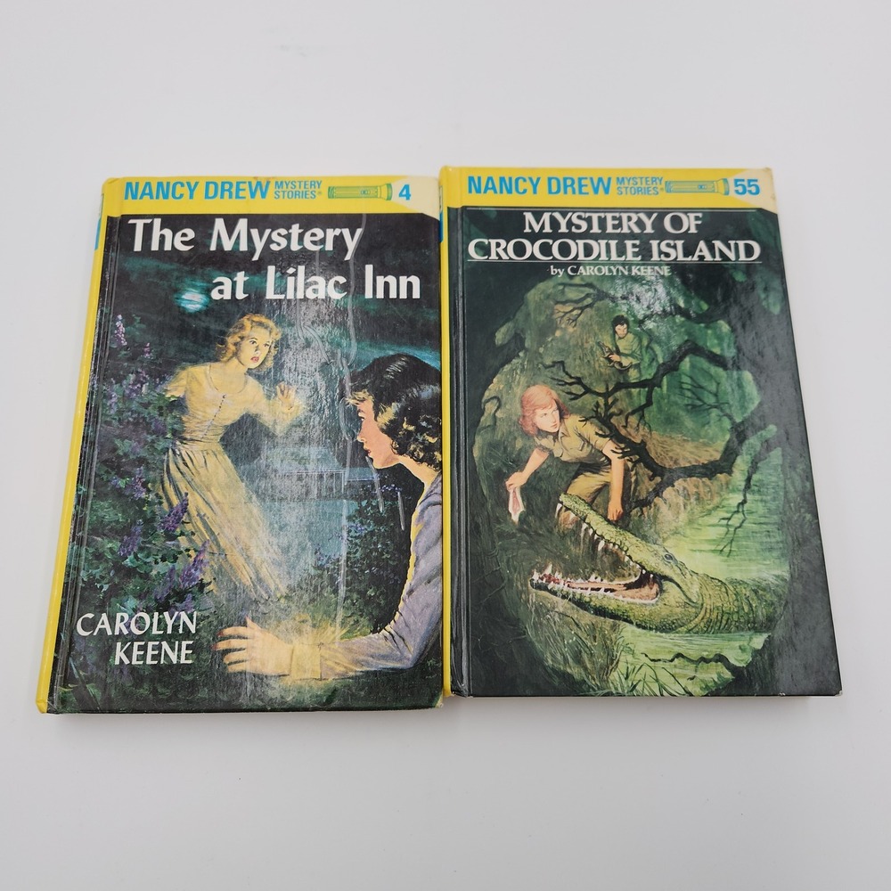 Vintage Nancy Drew Mystery Hardcover Book Lot of 2 Lilac Inn Crocodile Island‎